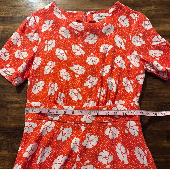 Boden Anthropologie Women’s 6 Dress Midi Fit Flare Short Sleeve Floral Pockets - Picture 7 of 12